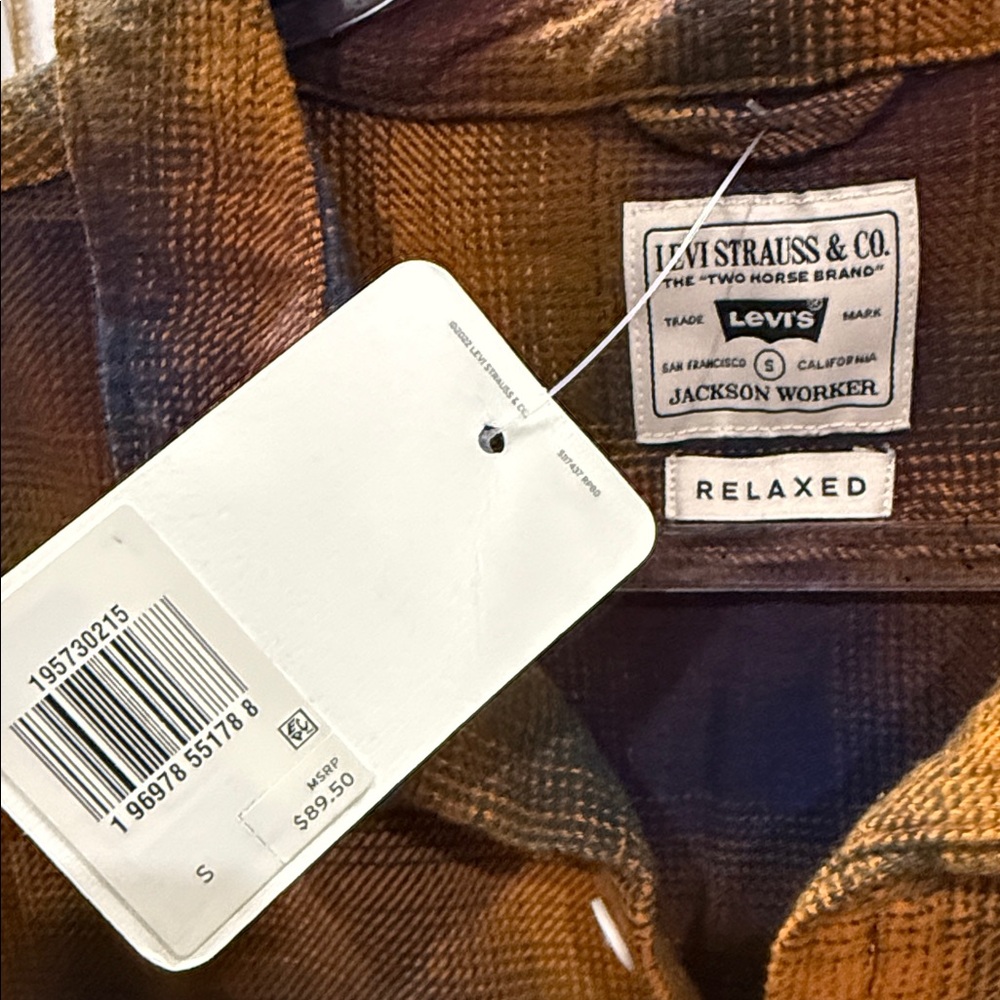 Nwt Levi’s Men Jackson Plaid Worker Shirt Buttons Long Sleeve Small - Picture 7 of 7